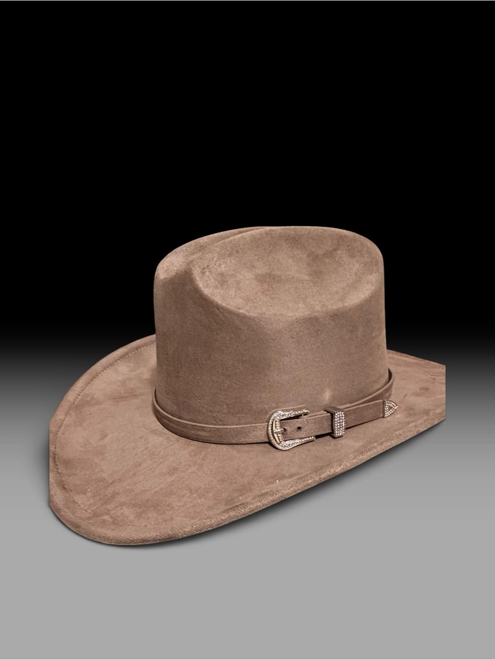 NWT taupe cowboy hat with rhinestone buckle band